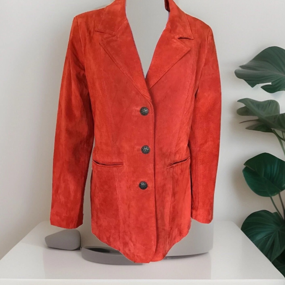 D & Co Denim + Company Orange Suede Leather Jacket Medium
